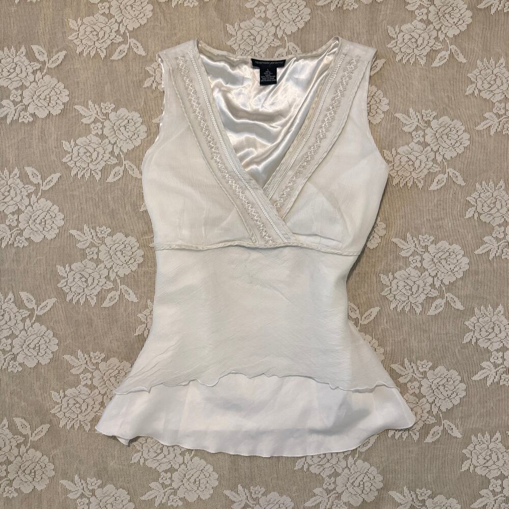 Y2K Spencer Jeremy 100% Silk White Top Size L